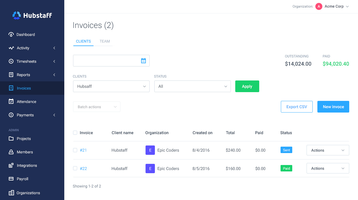 hubstaff data entry